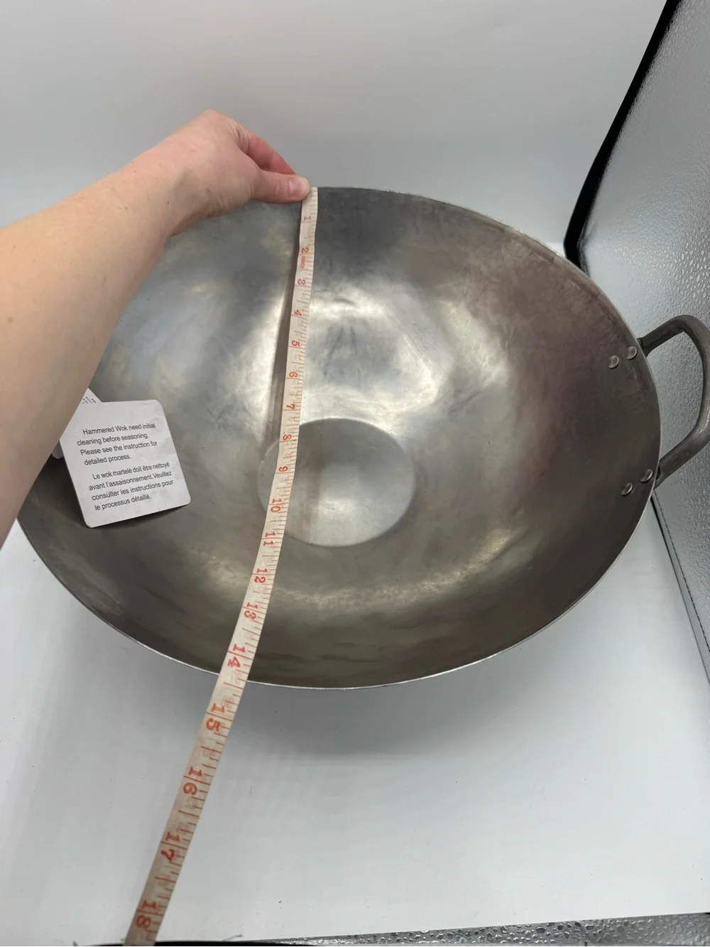 WILLIAMS SONOMA hammered Carbon Steel Flat Bottom Wok Loop handles NEW